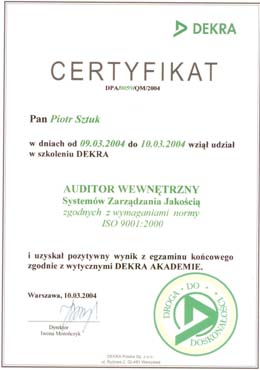 Zertifikat ISO 9001-2000 Auditor