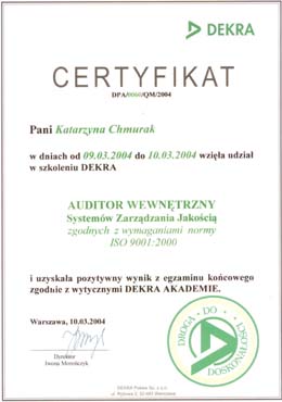 Zertifikat ISO 9001-2000 Auditor